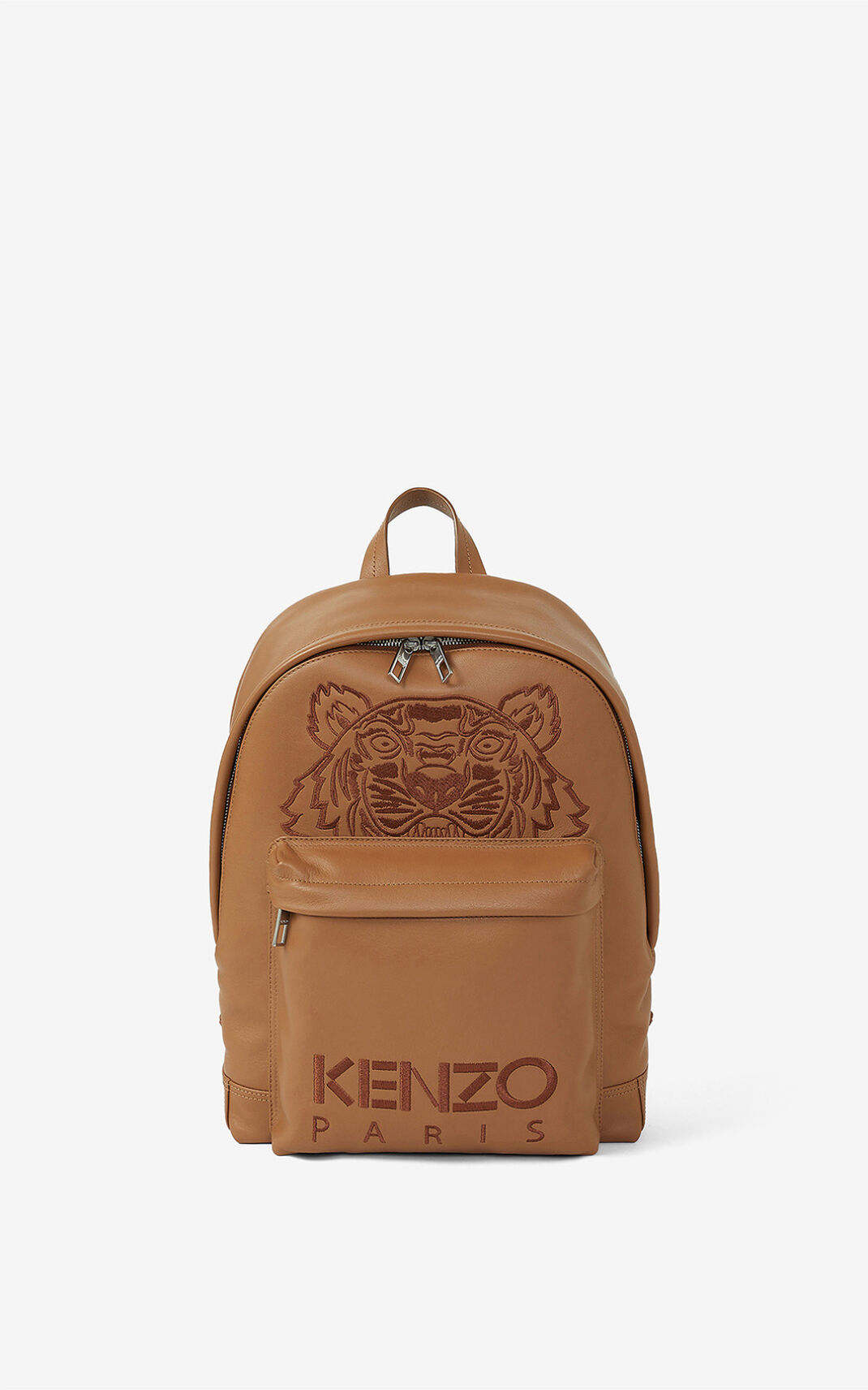 Sac À Dos Kenzo Femme Kampus Tiger Cuir Marron GQHUB-8671